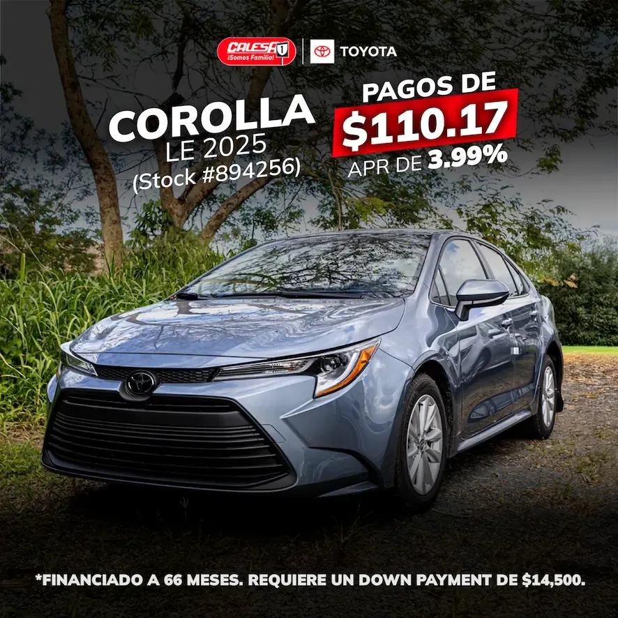 Corolla 2025 desde $25,195 - Pagos desde $100
